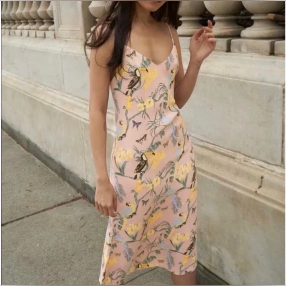 Reformation Chianti Midi Dress in Pink Congo, Size Small, Jungle Animal Print